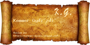 Kemmer Győző névjegykártya